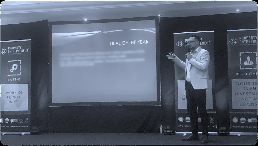 Seb presenting the Deal of the Year at Property Entrepreneur 2021